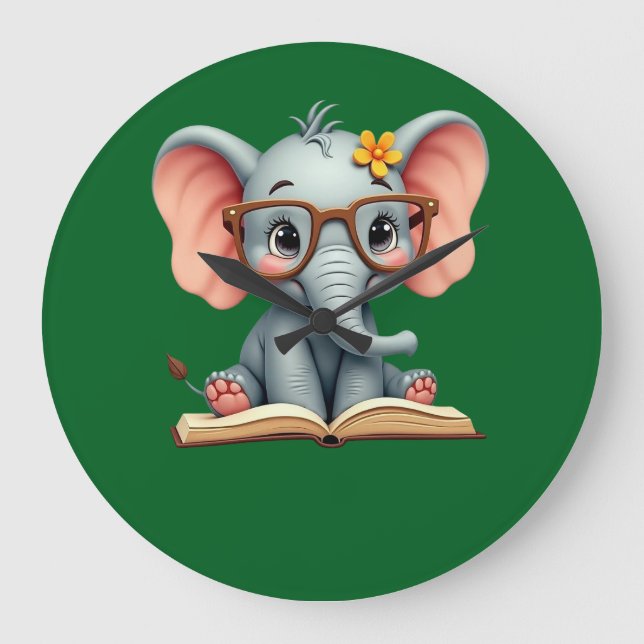 Relógio Grande Bebê Elefante Sábio (Frente)
