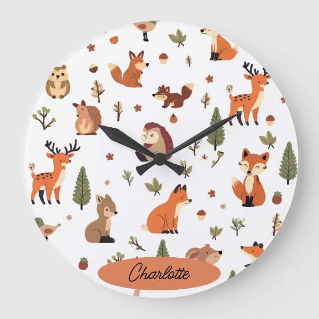 Relógio Grande Bebê Personalizado Boho Floresta (Frente)
