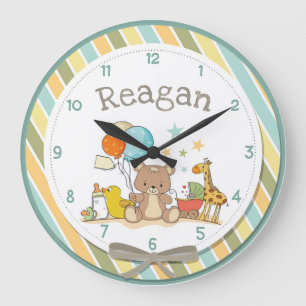 Relógio Grande Bebê Personalizado Ursa Girafa - Borracha Ducky