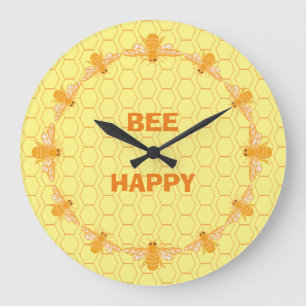 Relógio Grande Bee Happy Honeycomb