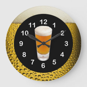 Relógio Grande Beer O'Clock Wall Clock Dourado Amber