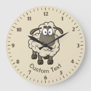 Relógio Grande Beige de Cartoon de Ovelha