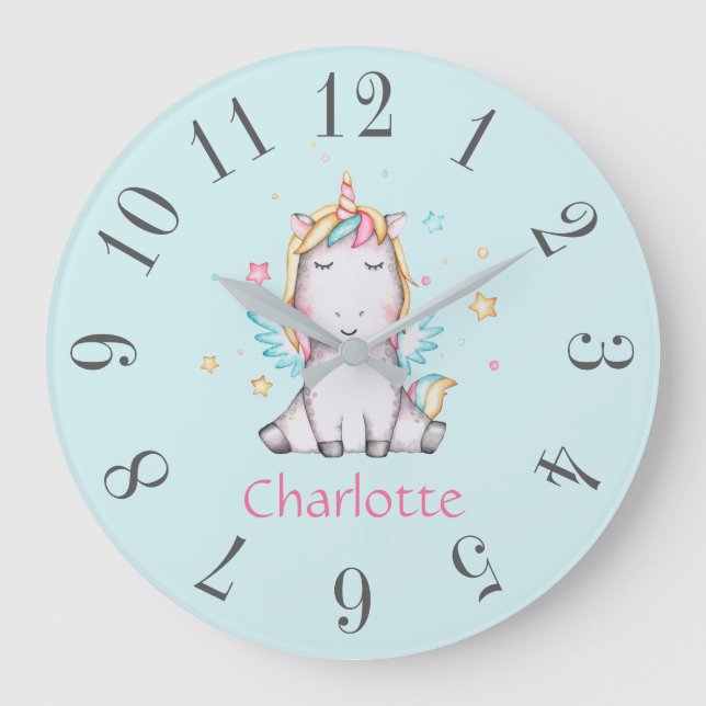Relógio Grande Bela Bebê Unicórn Molha Personalizada (Frente)