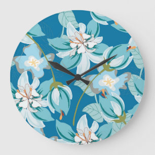 Relógio Grande Beleza de um motivo floral retrô em adorável decor