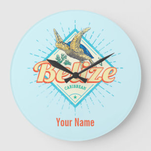 Relógio Grande Belize Caribe Tartaruga Retroativa Vintage Souveni