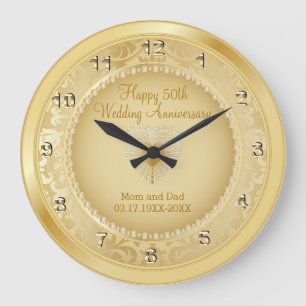 Relógio Grande Belo Ouro 50º Aniversário de Casamento