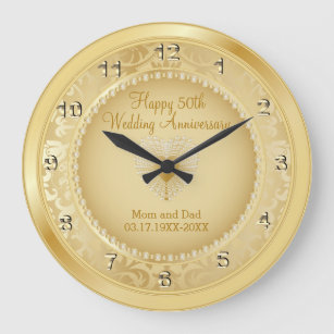 Relógio Grande Belo Ouro 50º Aniversário de Casamento