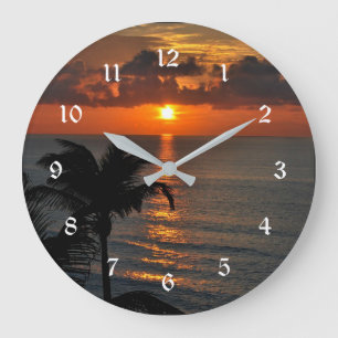 Relógio Grande Belo pôr do sol tropical