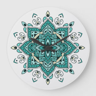 Relógio Grande Belo Turquoise Mandala design