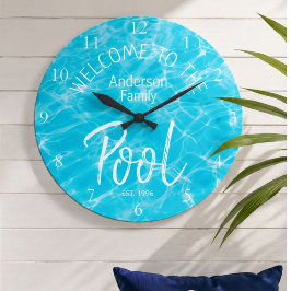 Relógio Grande Bem-vindo à Piscina da Família Água Personalizada