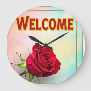 Relógio Grande Bem-vindo com rosa em