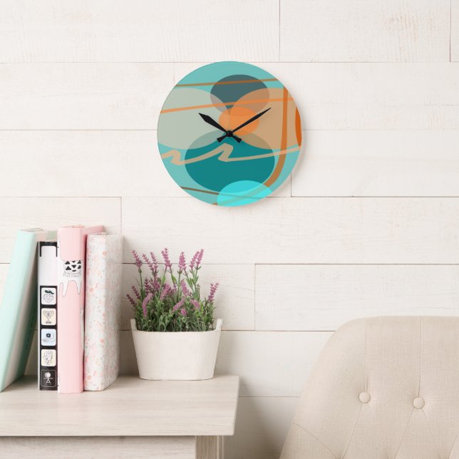 Relógio Grande Bênçãos Em Torção E Torna Laranja Teal (Sala de leitura)