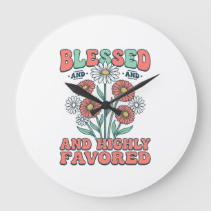 Relógio Grande Bendito e Altamente Favorecido Design Floral Vinta