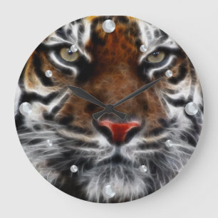 Relógio Grande Bengal Tiger Fractal Wall Clock