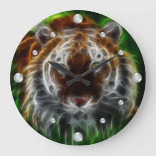 Relógio Grande Bengal Tiger Fractal Wall Clock