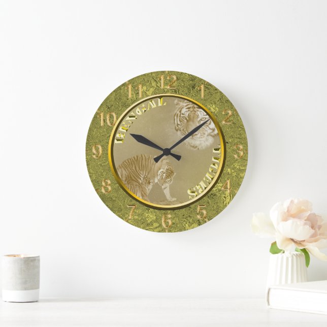 Relógio Grande Bengala Tigers Dourado Moin, Lge Wall Clock (Lar)
