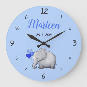 Relógio Grande Berçário bonito personalizado do elefante dos