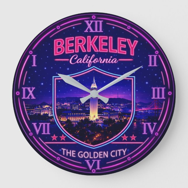 Relógio Grande Berkeley California Neon Landmark (Frente)