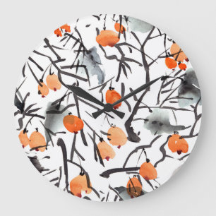 Relógio Grande Berries de Tinta de Água Deixa Ilustração