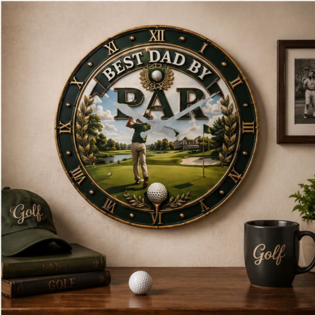 Relógio Grande Best Dad by Par Funny Golf Gift for Dad  (Criador carregado)