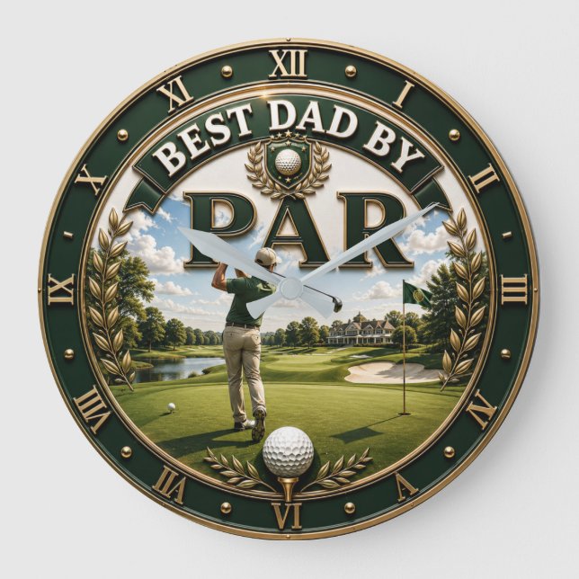 Relógio Grande Best Dad by Par Funny Golf Gift for Dad  (Frente)