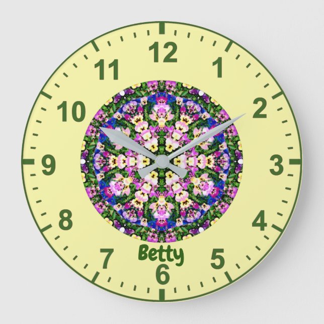 Relógio Grande Betty WOW! Painéis Miniatura Multicoloridos Amarel (Frente)