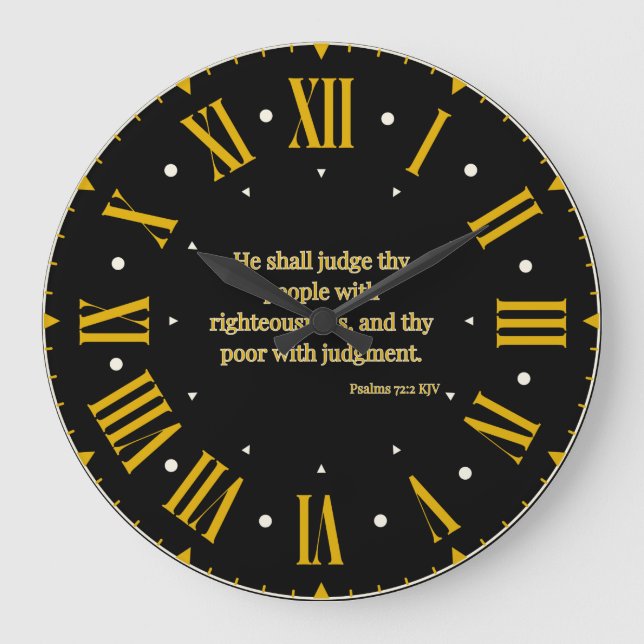 Relógio Grande Bíblia de Salms 72:2 KJV Verse Roman Numeral II (Frente)