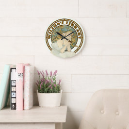 Relógio Grande Biblioteca Mucha — Arte da Era Vitoriana Nouveau