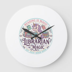 Relógio Grande Bibliotecário Unicórnio de Magia Produto Original