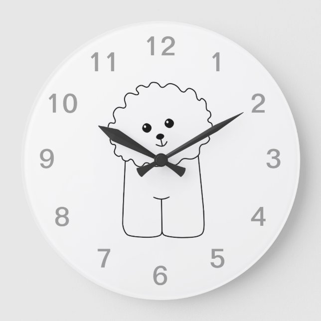 Relógio Grande Bichon Frise, Cachorro Bonito. (Frente)