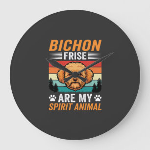 Relógio Grande Bichon Frise Espírito Animal Cão Retro