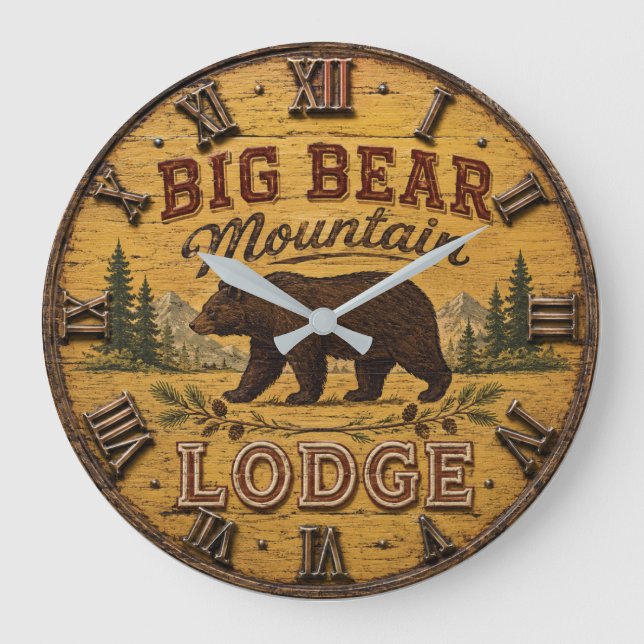 Relógio Grande Big Bear Mountain Lodge Rustic (Frente)