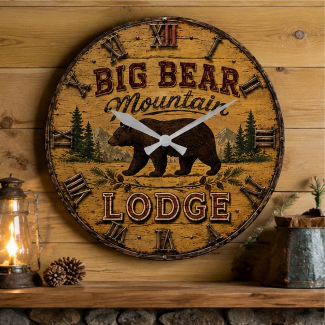 Relógio Grande Big Bear Mountain Lodge Rustic (Criador carregado)