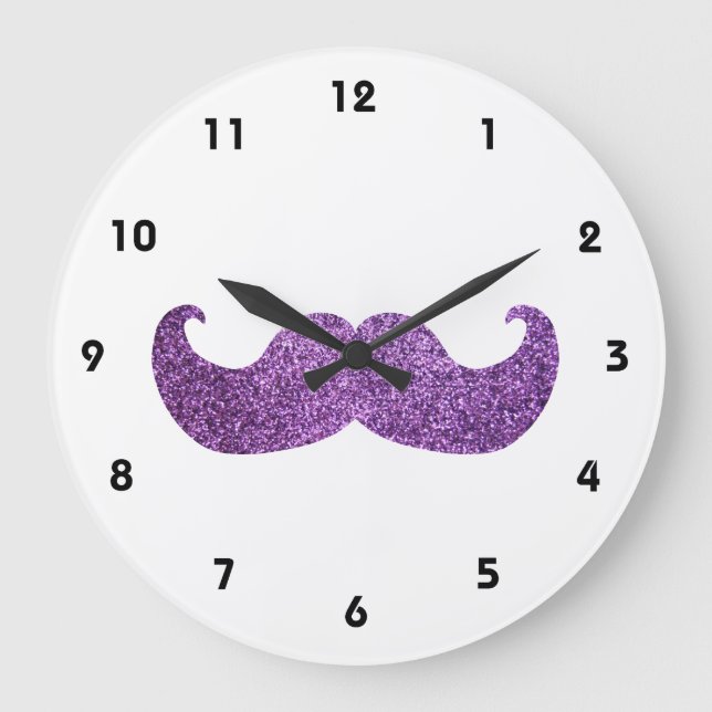 Relógio Grande Bigode roxo de Bling (gráfico do brilho do falso) (Frente)