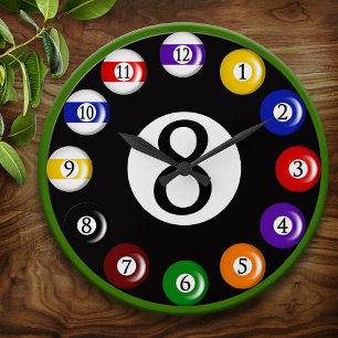 Relógio Grande Billiard Balls Wall Clock