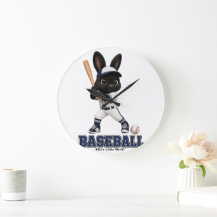 Relógio Grande Billy o Coelho de Beisebol Bunny Esportivo Fofo