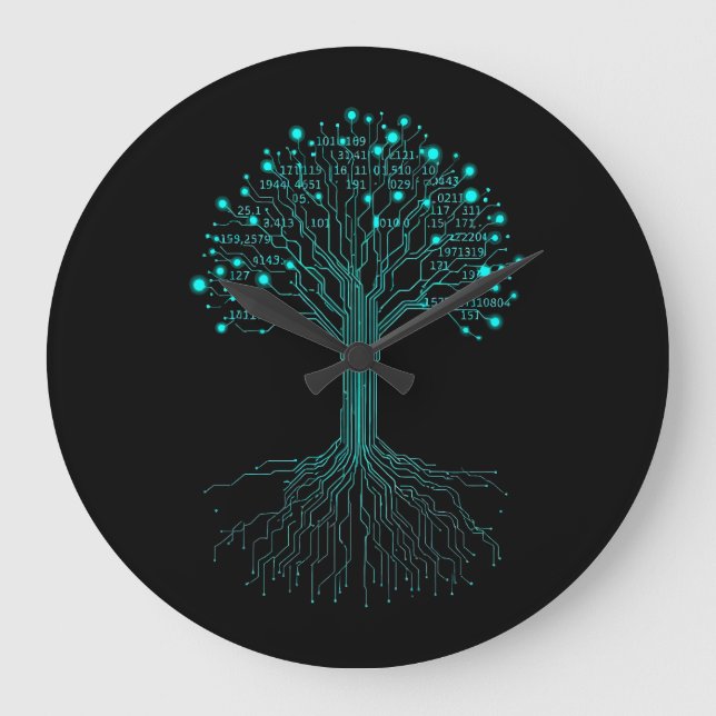Relógio Grande Binary Coding Programmer Graphic Design for Coders (Frente)