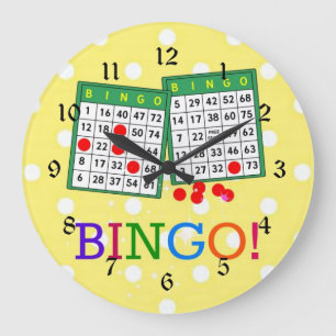 Relógio Grande Bingo! Cartões de Bingo Verde e Branco,