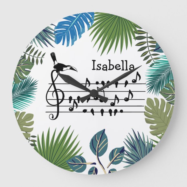 Relógio Grande Birdsong Toucan ingressando birdsong personalizáve (Frente)