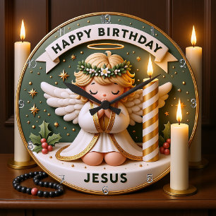 Relógio Grande Birthday Angel Jesus