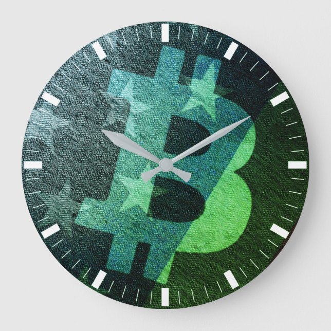 Relógio Grande Bitcoin América ₿ (Verde) (Frente)