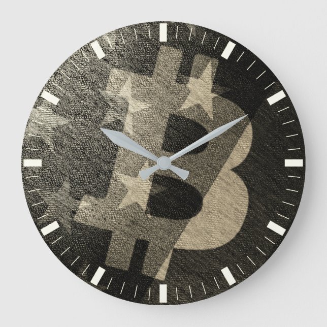 Relógio Grande Bitcoin América ₿ (Vintage) (Frente)