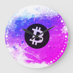 Relógio Grande Bitcoin Aquarela (Estilo 6 - Praia de Miami)