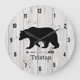 Relógio Grande Black Bear Rustic Lodge Distressed Farmhouse