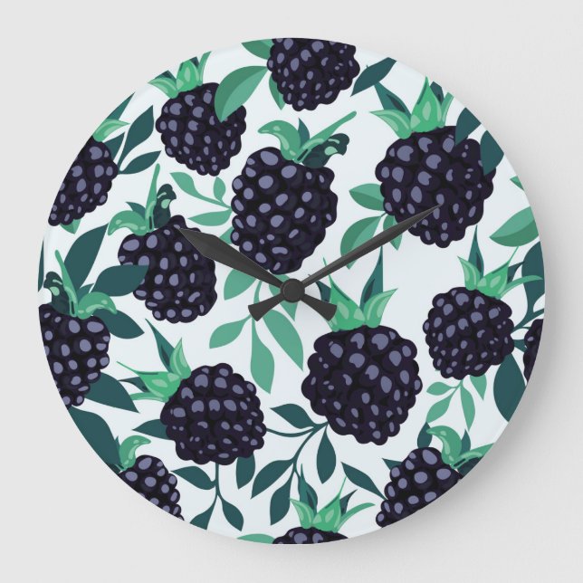 Relógio Grande Black Berry Tropical: Padrão sem Fruta (Frente)