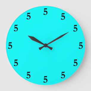Relógio Grande Black Cinco o Clock em Algum lugar em Aqua Blue