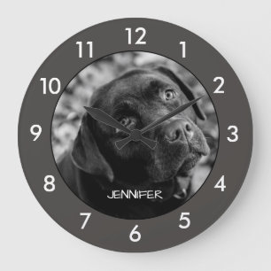 Relógio Grande Black Labrador Dog Custom Large Clock