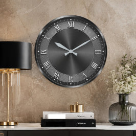 Relógio Grande Black Luxury Modern Gunmetal