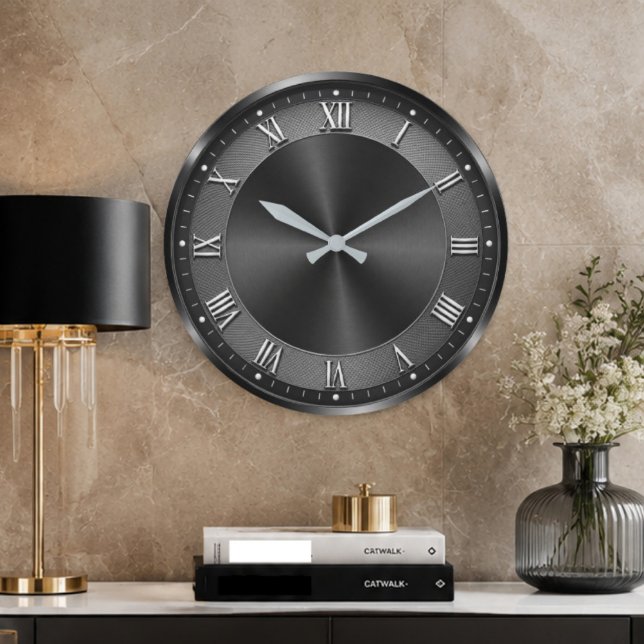 Relógio Grande Black Luxury Modern Gunmetal  (Criador carregado)