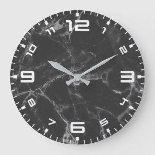 Relógio Grande Black Marble Large Wall Clock